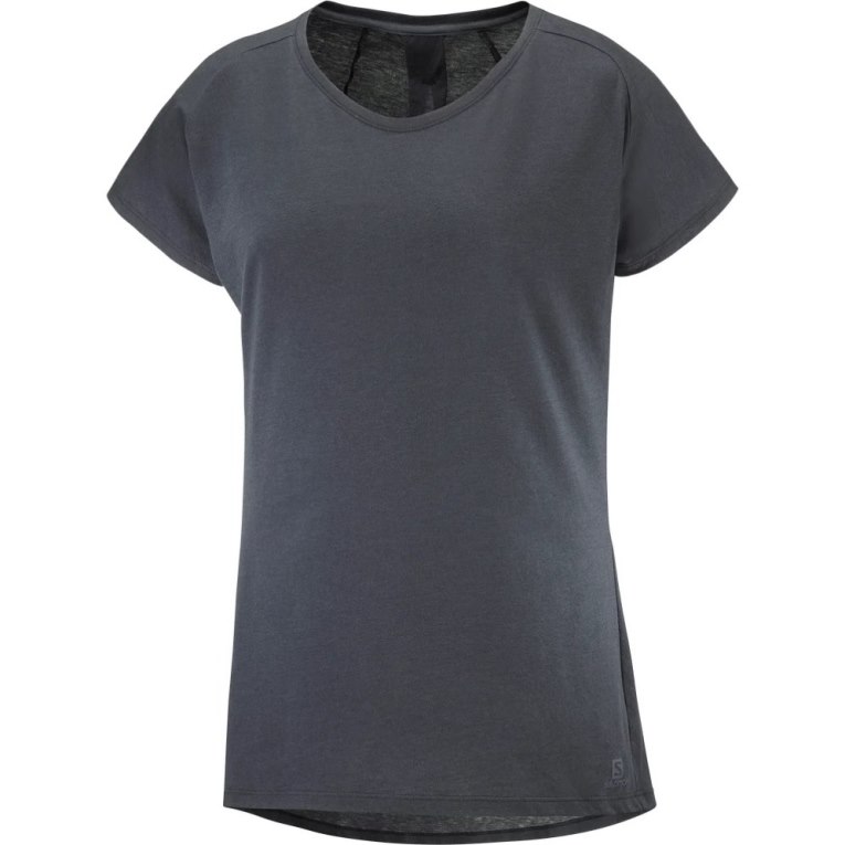 Camiseta Salomon Essential Shaped Corta Sleeve Mujer Negros | MX QJAS016